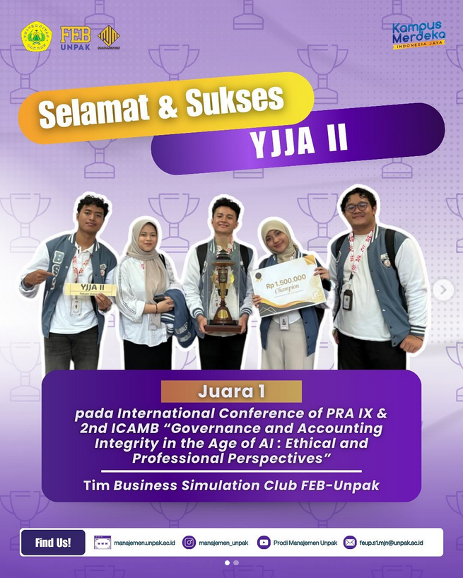 Tim YJJA II berhasil meraih Juara 1 dalam ajang International Conference of PRA IX & 2nd ICAMB 