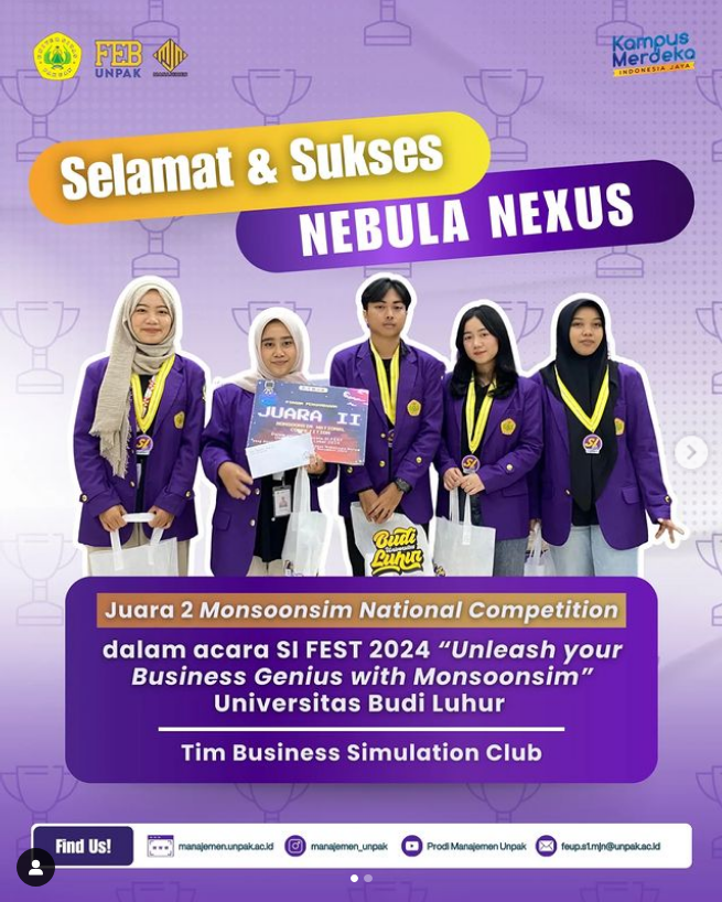 Tim Nebula Nexus atas prestasi gemilang meraih Juara 2 Monsoonsim National Competition dalam acara SI FEST 2024