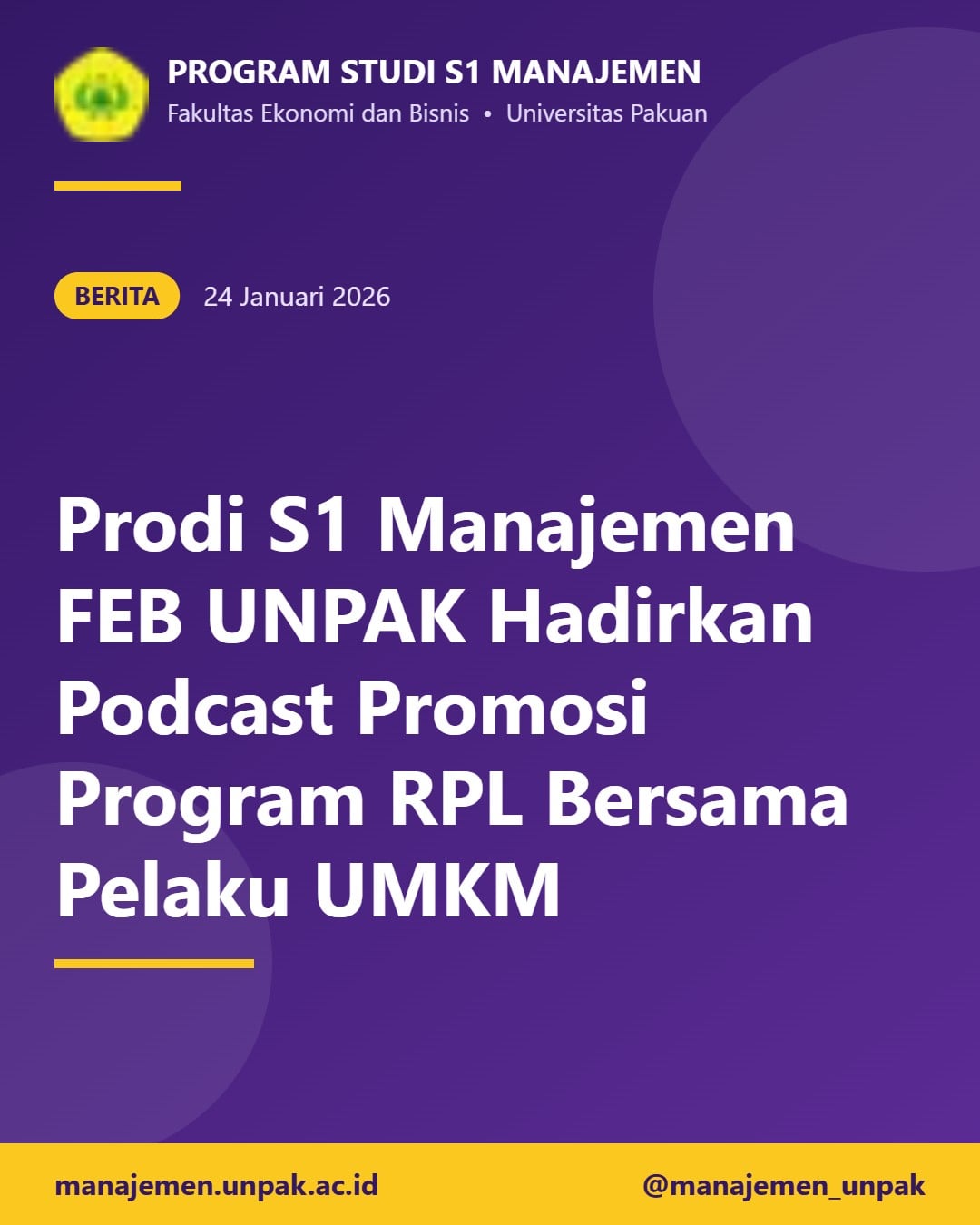 Prodi S1 Manajemen FEB UNPAK Hadirkan Podcast Promosi Program RPL Bersama Pelaku UMKM