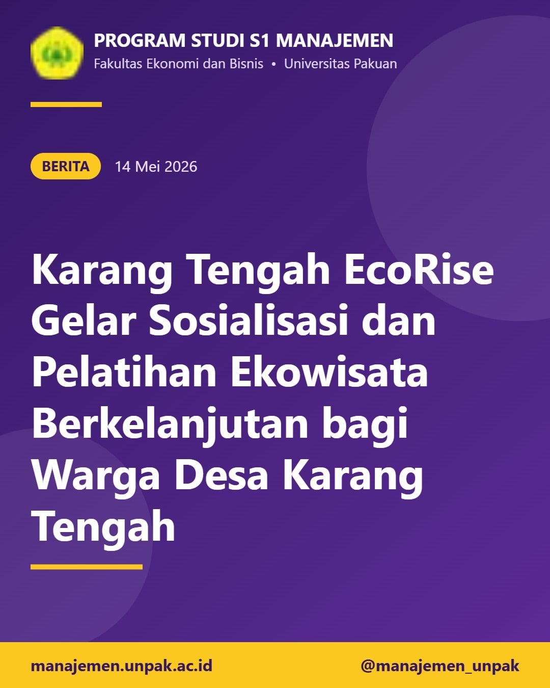 Karang Tengah EcoRise Gelar Sosialisasi dan Pelatihan Ekowisata Berkelanjutan bagi Warga Desa Karang Tengah