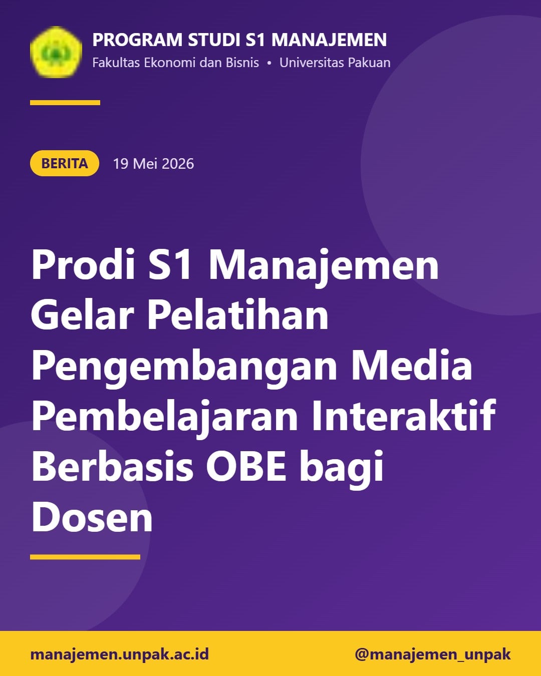 Prodi S1 Manajemen Gelar Pelatihan Pengembangan Media Pembelajaran Interaktif Berbasis OBE bagi Dosen
