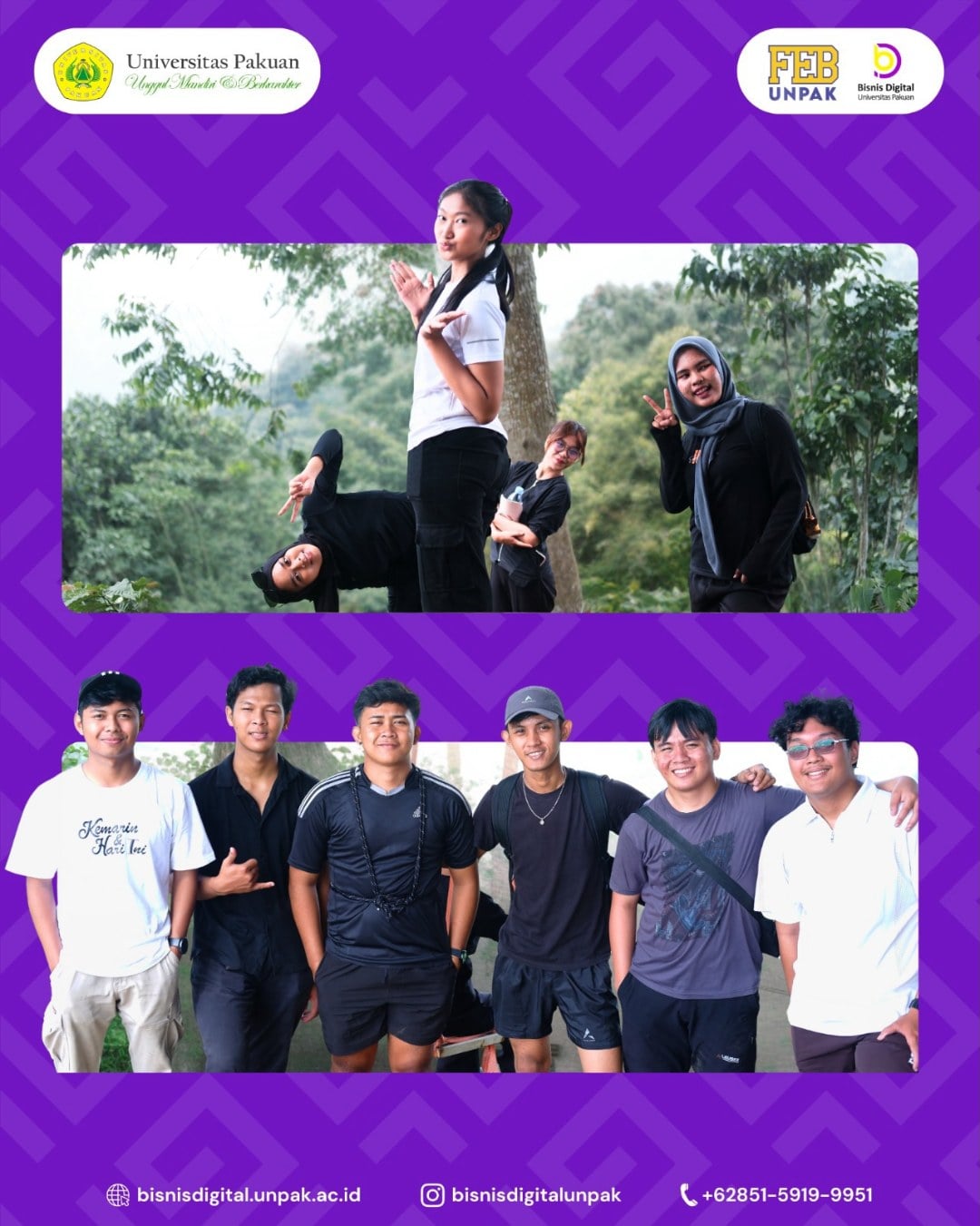 Mahasiswa Bisnis Digital dan Manajemen UNPAK Gelar Eco-Trekking dan Penanaman Pohon di Curug Mutiara Karang Tengah