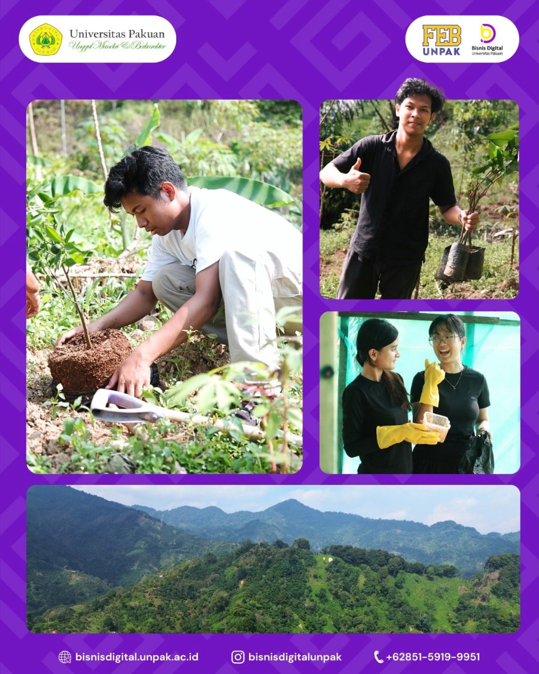 Mahasiswa Bisnis Digital dan Manajemen UNPAK Gelar Eco-Trekking dan Penanaman Pohon di Curug Mutiara Karang Tengah