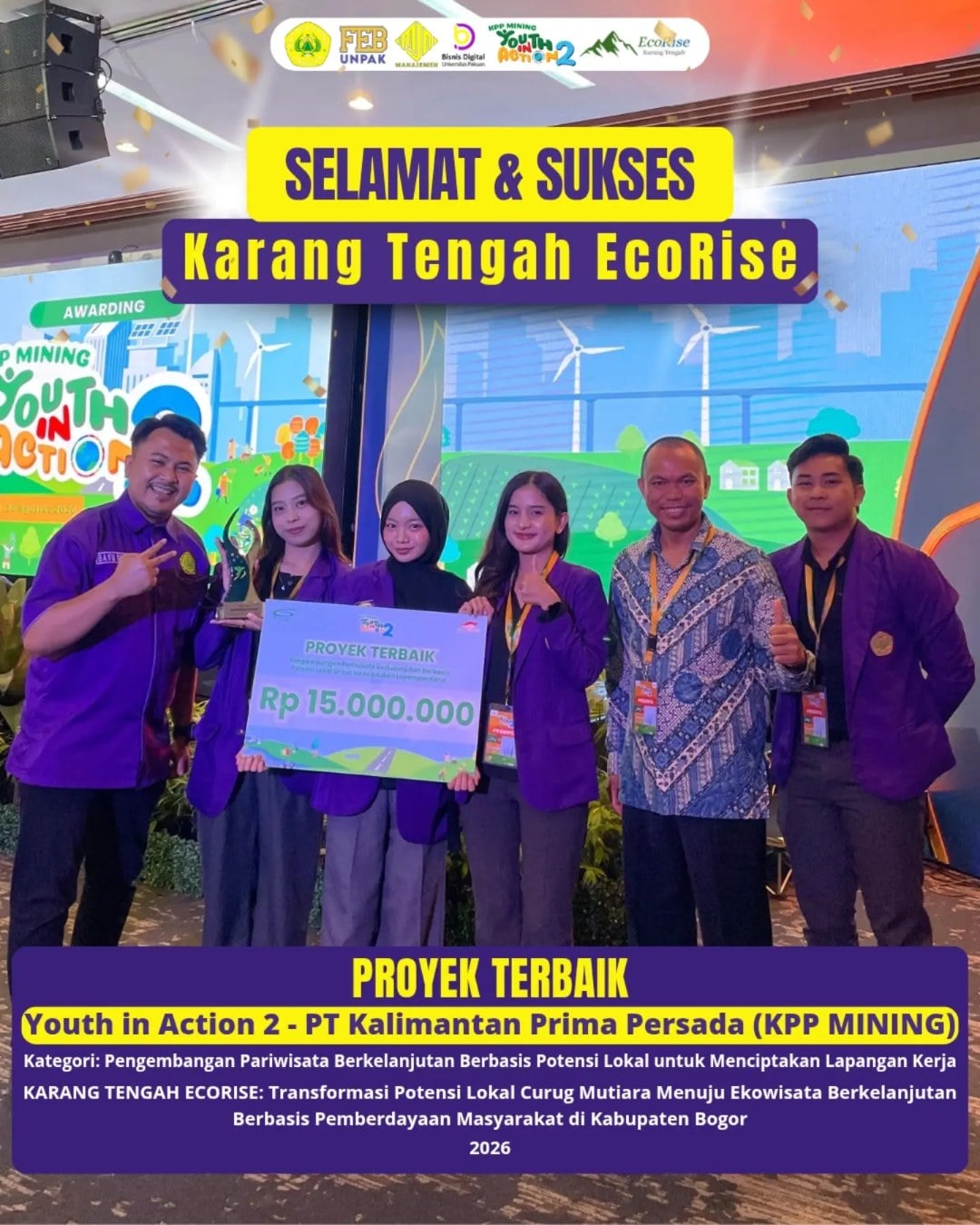 Karang Tengah EcoRise Raih Predikat Proyek Terbaik KPP Mining Youth in Action 2 2026