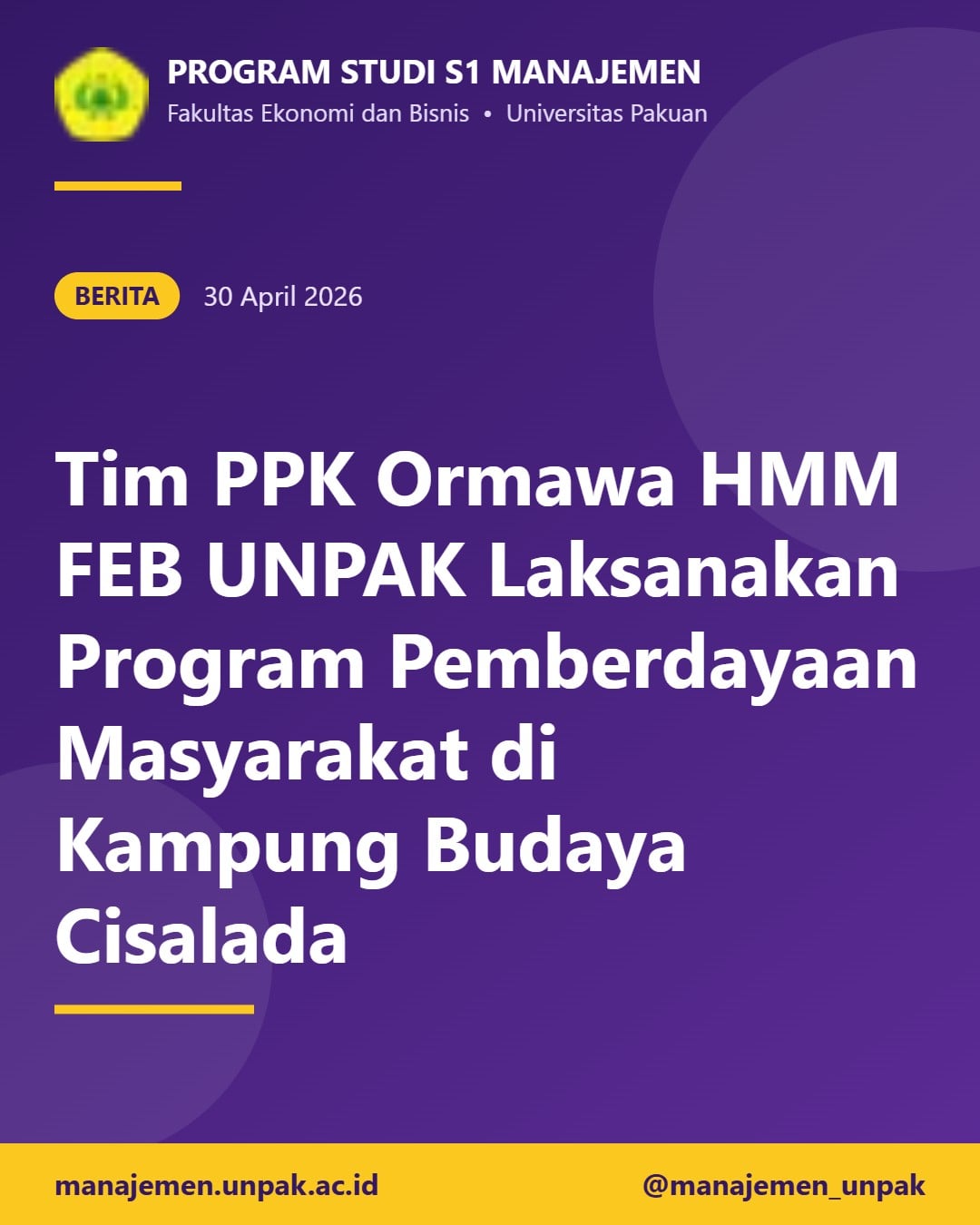 Tim PPK Ormawa HMM FEB UNPAK Laksanakan Program Pemberdayaan Masyarakat di Kampung Budaya Cisalada