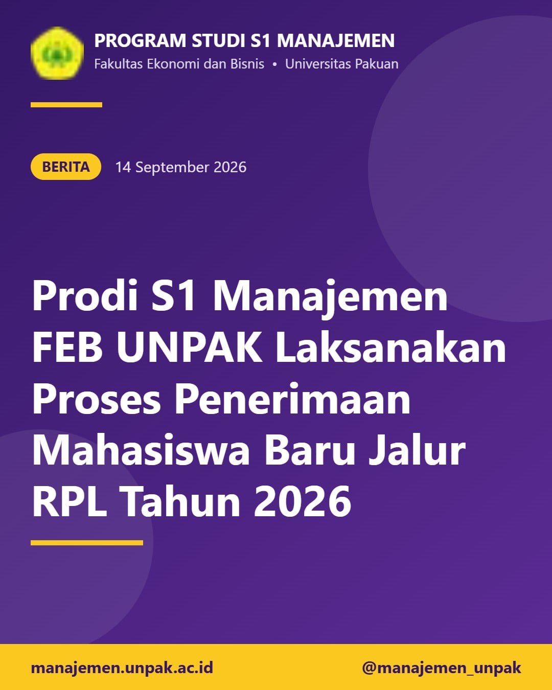 Prodi S1 Manajemen FEB UNPAK Laksanakan Proses Penerimaan Mahasiswa Baru Jalur RPL Tahun 2026