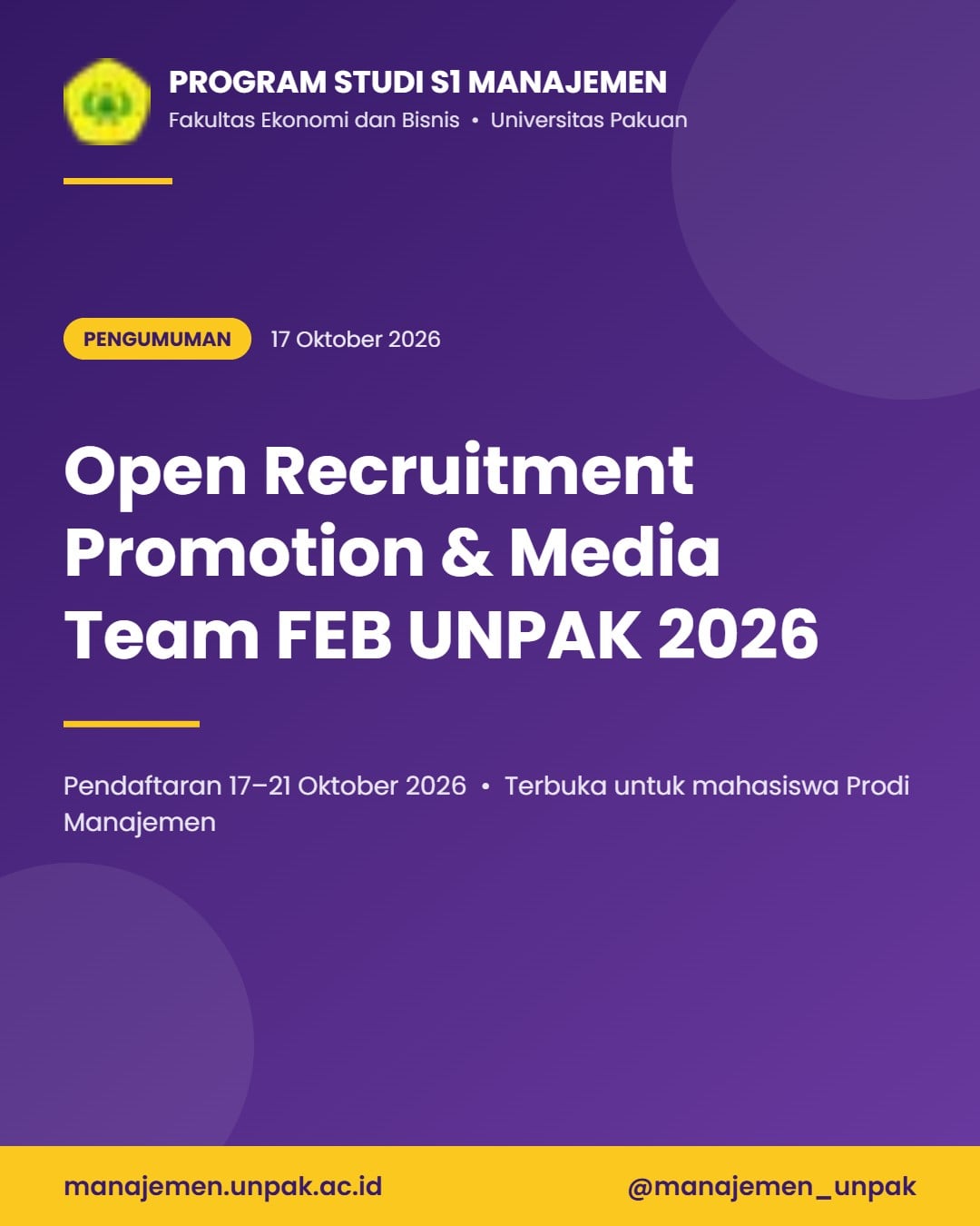 Open Recruitment Promotion & Media Team FEB UNPAK 2026