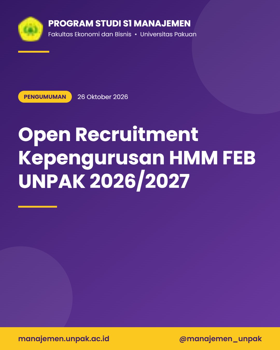 Open Recruitment Kepengurusan HMM FEB UNPAK Periode 2026/2027